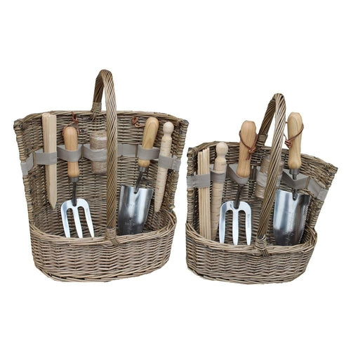 Antique Wash Garden Basket with Tools