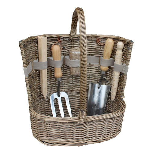 Antique Wash Garden Basket with Tools