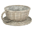 Antique Wash Tea Cup Wicker Planter