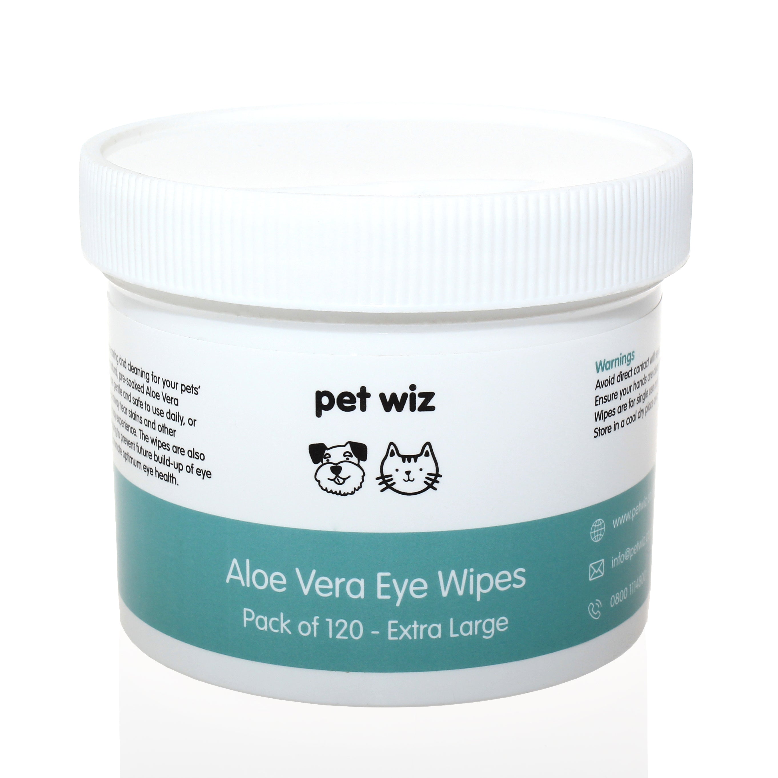 Aloe Vera Eye Wipes for Cleaning Dogs & Cats - Pack of 120 - XL