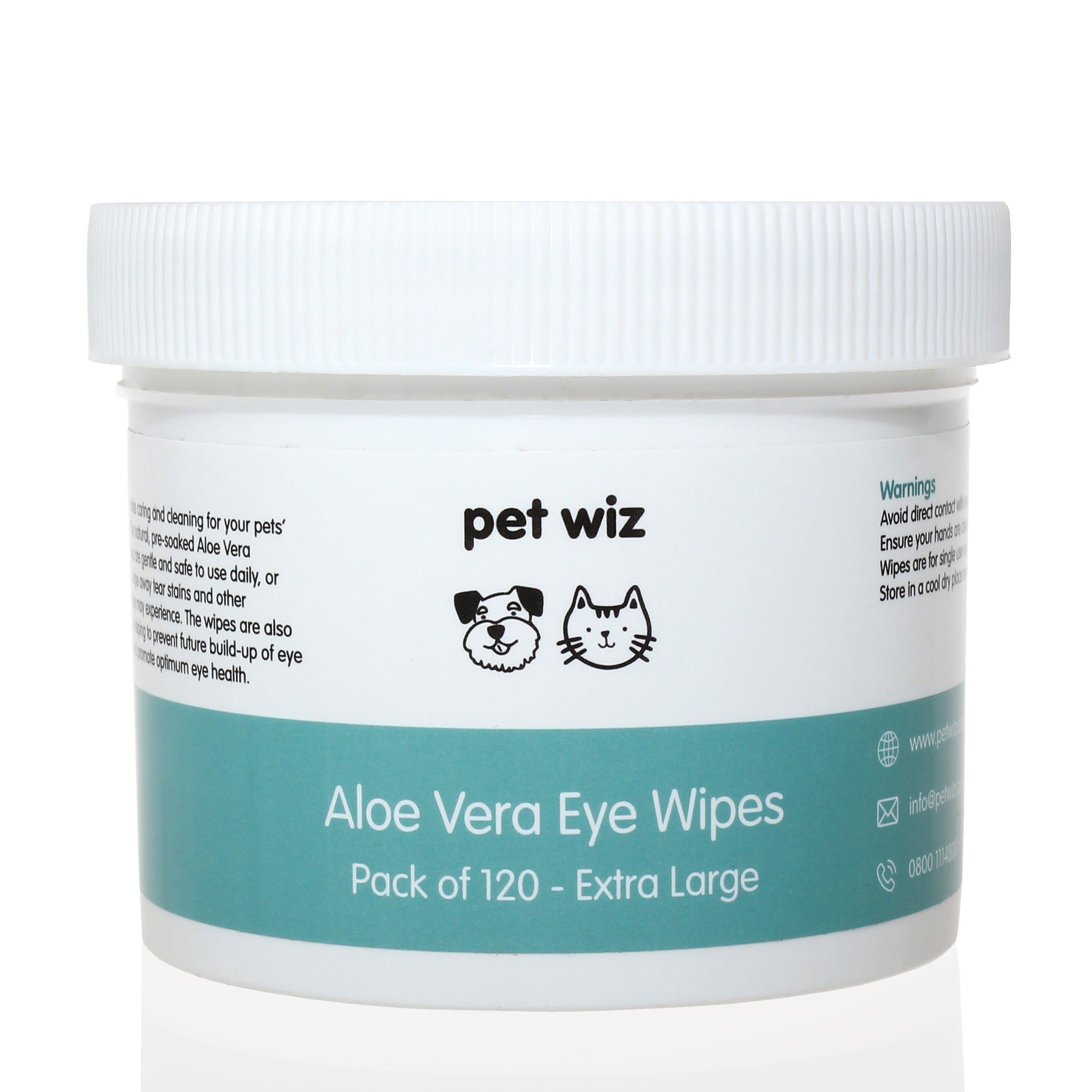 Aloe Vera Eye Wipes for Cleaning Dogs & Cats - Pack of 120 - XL