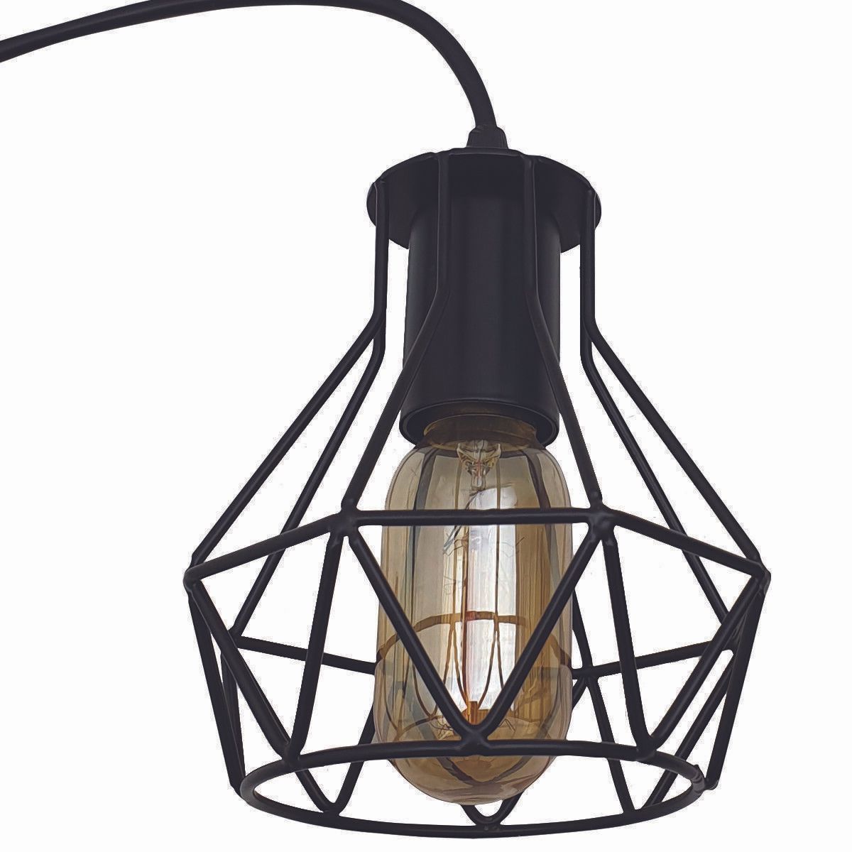 Modern Ceiling 1 Head Pendant Light Fitting Metal Black Cage