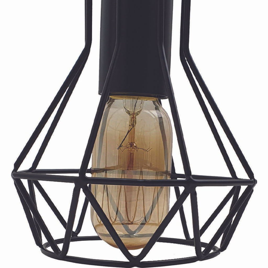 Modern Ceiling 3 Head Pendant Light Fitting Metal Black Cage