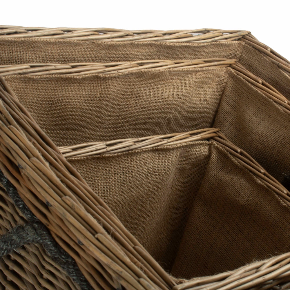 Antique Wash Willow Square Wicker Log Basket