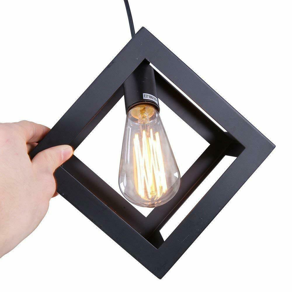 Industrial Black Square Wire Cage Pendant | Modern Kitchen Lighting